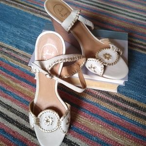 Jack Rogers Wedge Sandals Cream and Gold